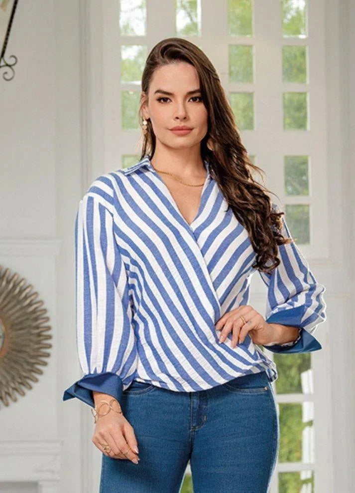 Blusa rayas manga larga - Ropa Colombiana by Victoria Herrera