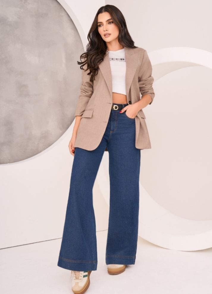 Blazer largo con solapa