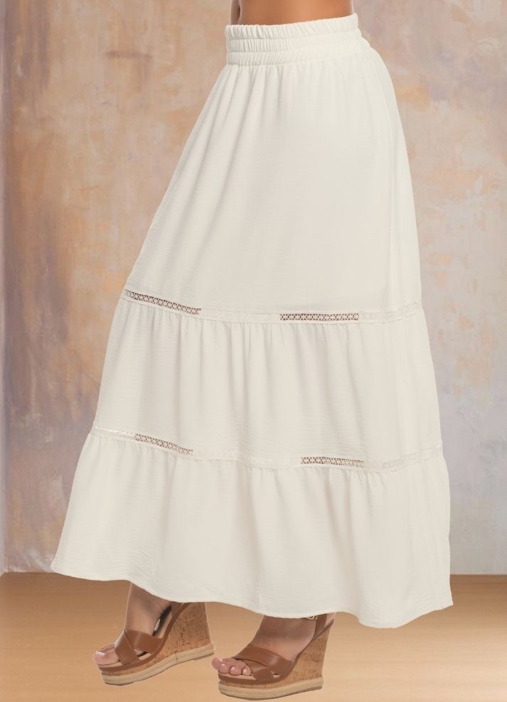 Falda larga escalerilla - Ropa Colombiana by Victoria Herrera
