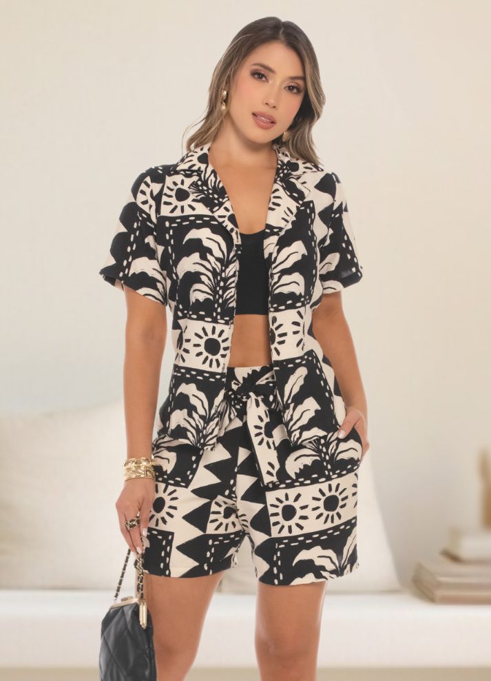 Set blusa y short tropical