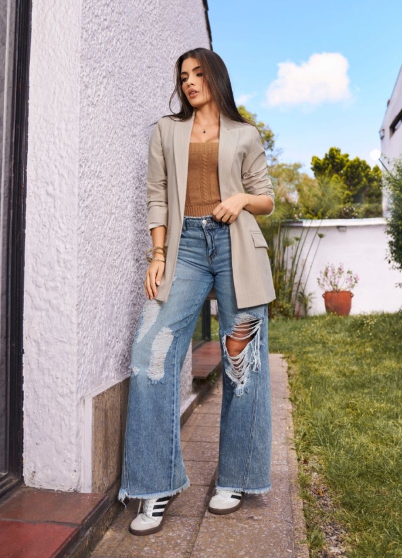 Blazer con solapa rayas