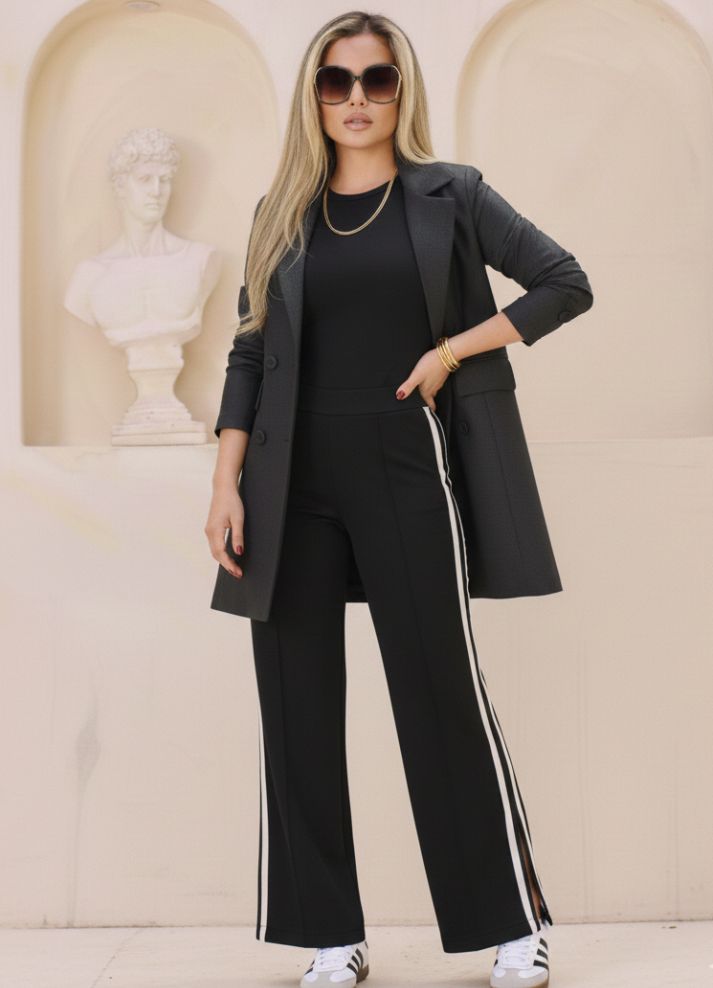 Pantalón palazzo con franjas