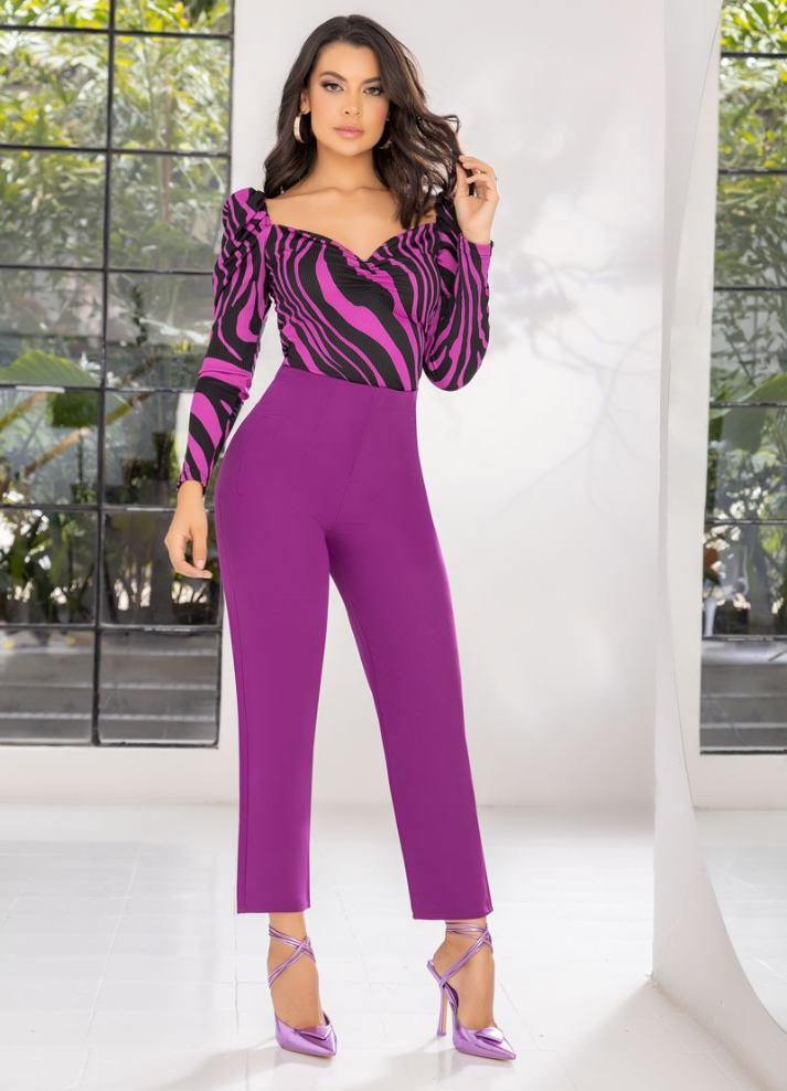 Blusa manga larga escote princesa