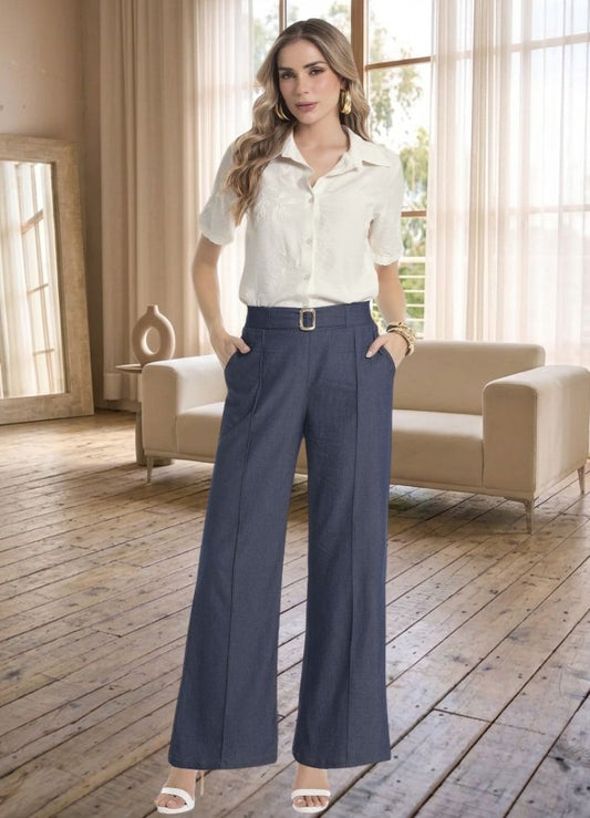 Pantalón palazzo con vena planchado