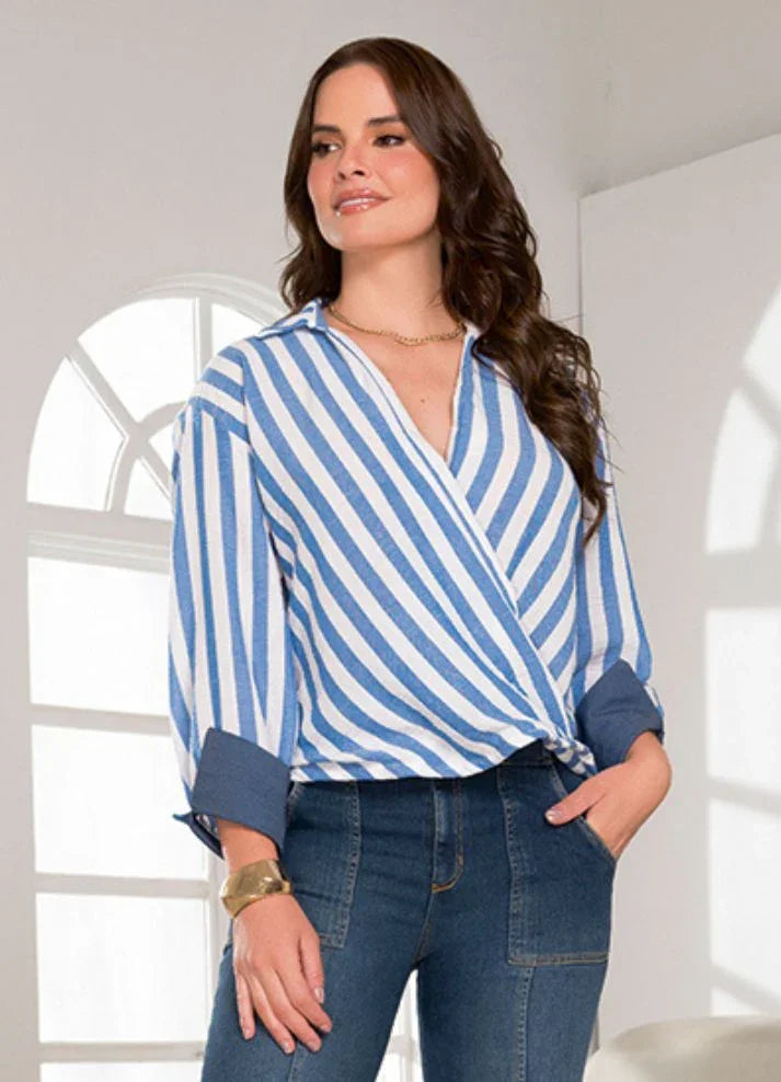 Blusa rayas manga larga - Ropa Colombiana by Victoria Herrera