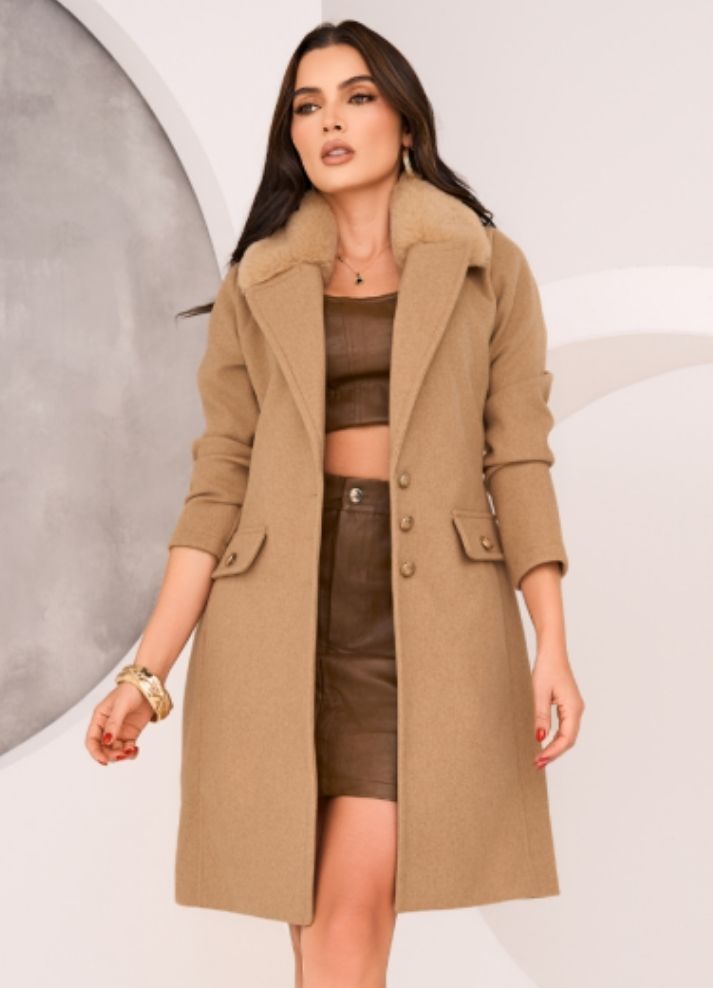 Long coat with plush hood