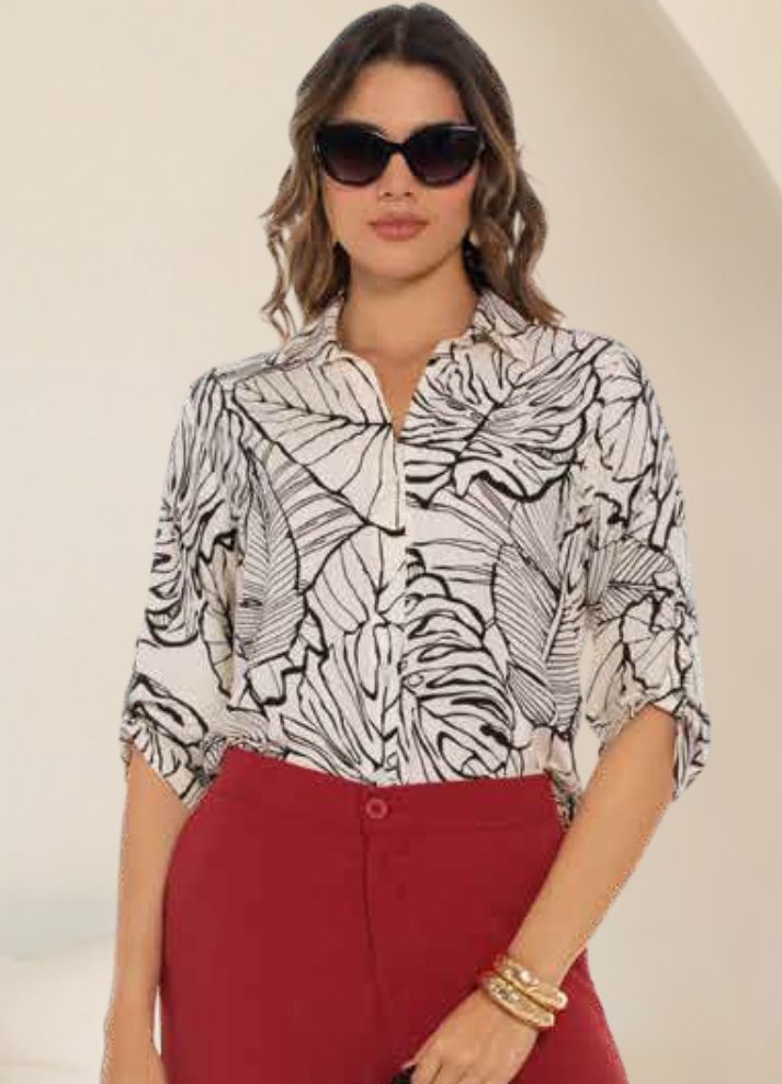 Camisa manga 3/4 estampada
