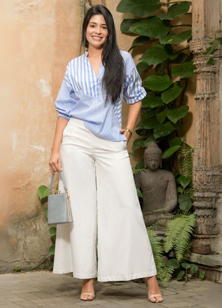 Pantalón palazzo en gabardina
