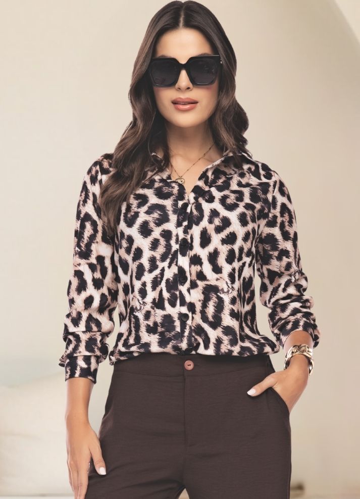 Camisa manga larga animal print