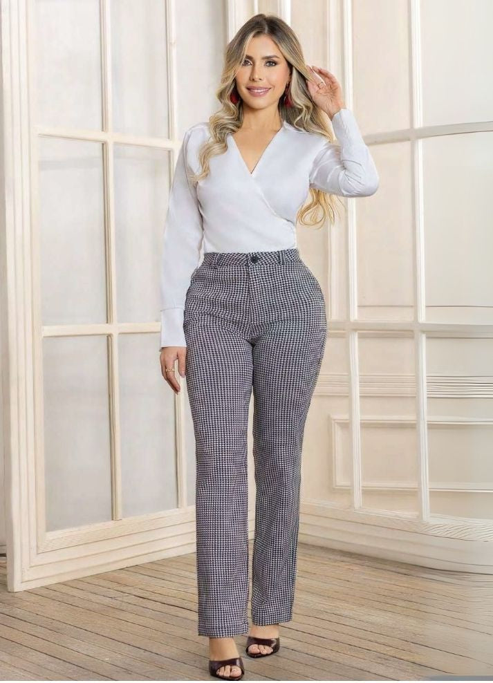 Pantalón bota rectade cuadros