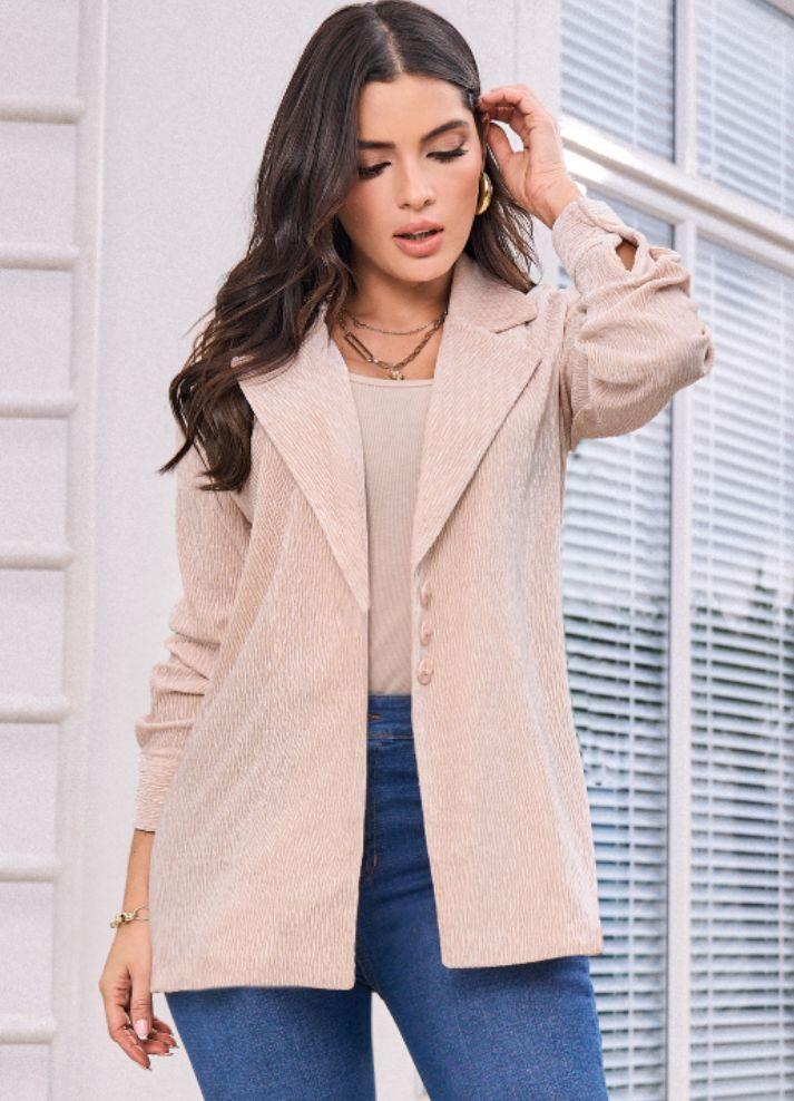 Blazer texturizado con solapa - Ropa Colombiana by Victoria Herrera