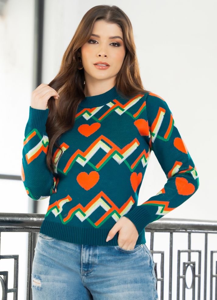 Suéter cuello redondo tejido en hilo