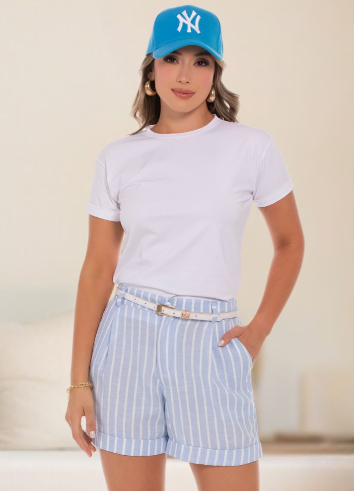 Short rayas tiro alto