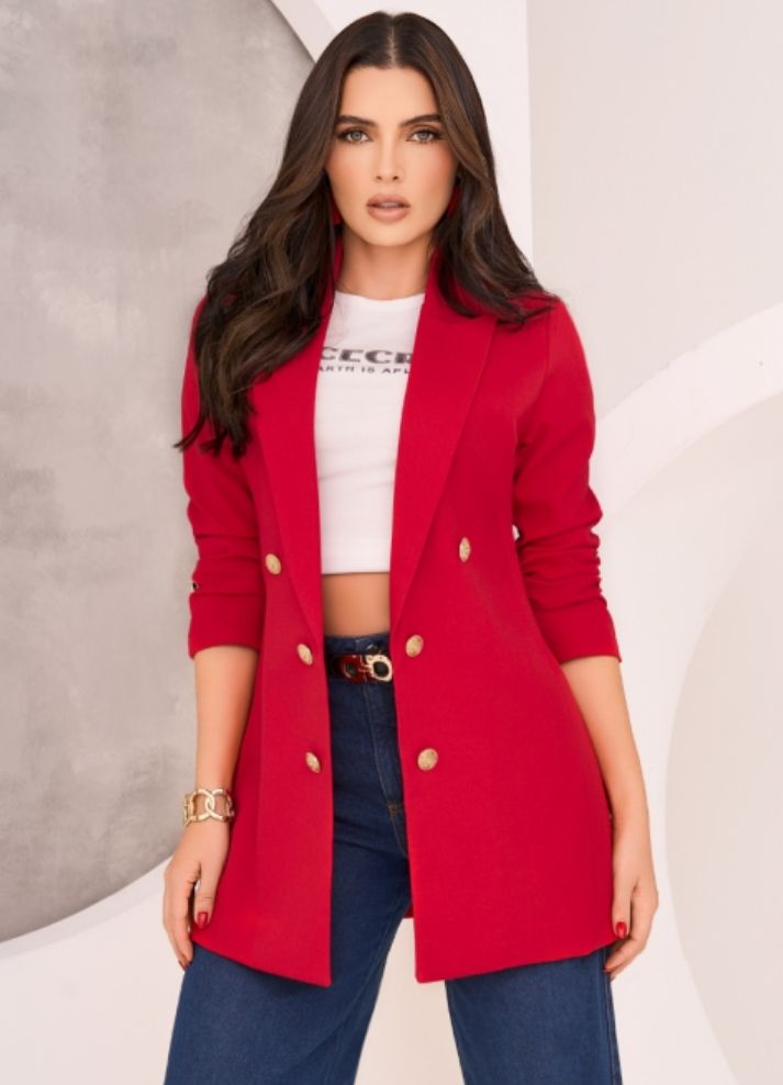 Blazer largo botones dorados