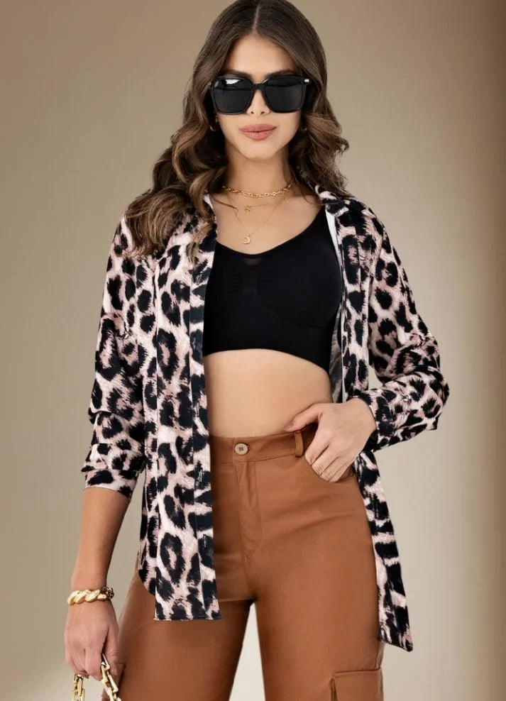 Camisa manga larga animal print - Ropa Colombiana by Victoria Herrera
