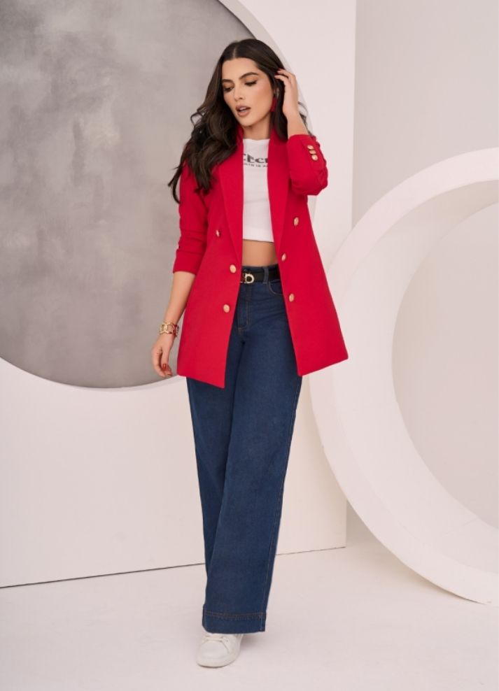 Blazer largo botones dorados