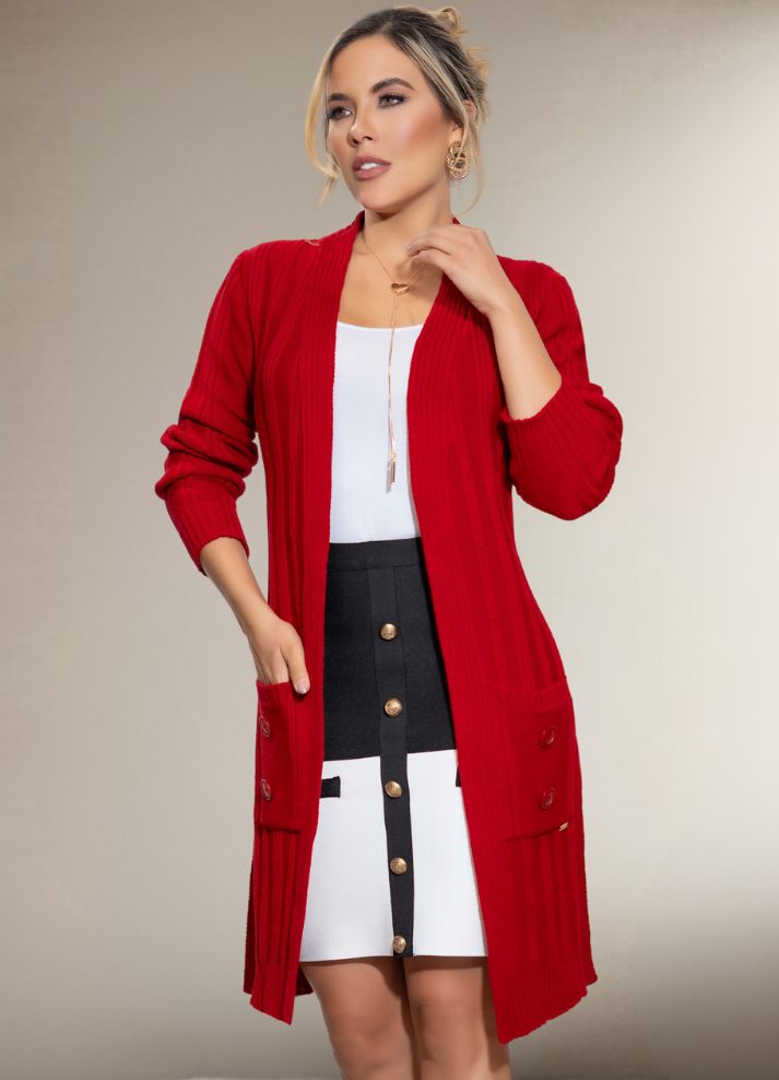 Long open cardigan