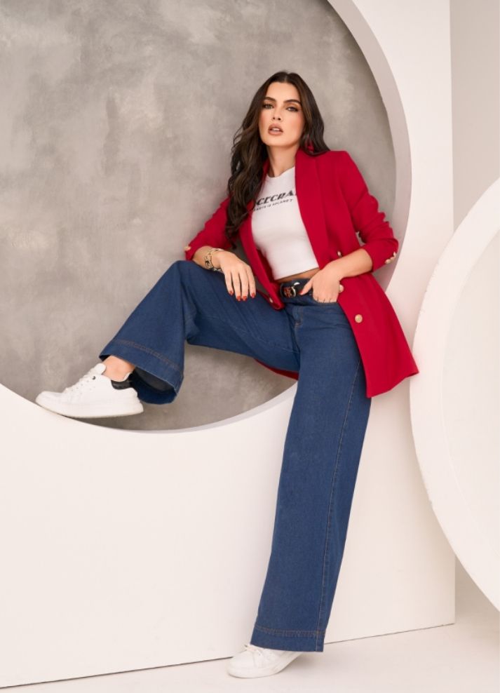 Blazer largo botones dorados
