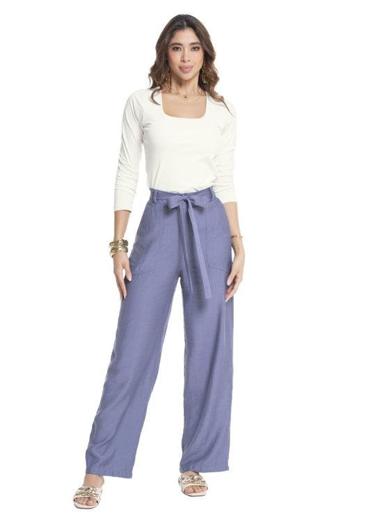 Pantalón bota ancha con cinturón Azul Índigo