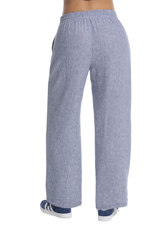Pantalón bota ancha resortado en espalda Azul Índigo