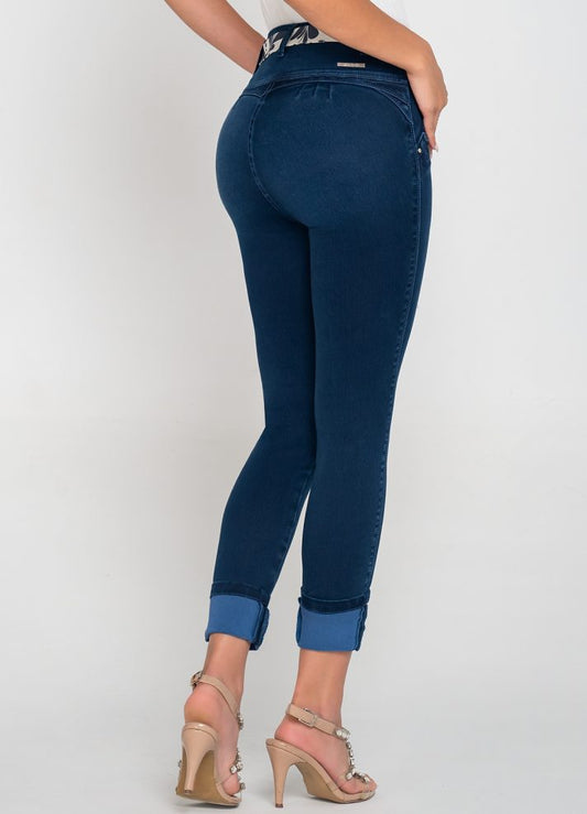 Jean tubo push up incluye pañoleta