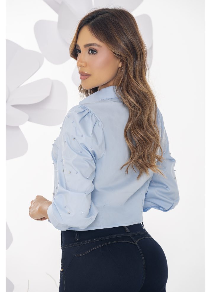Camisa manga larga con pedreria