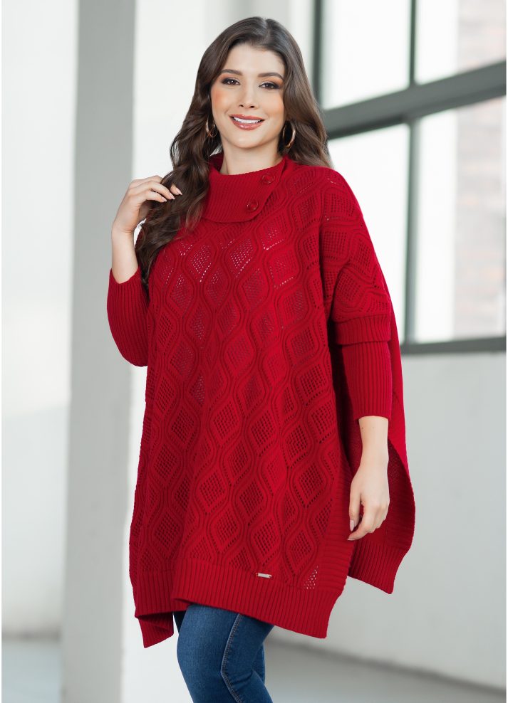 Ruana cuello alto en tejido