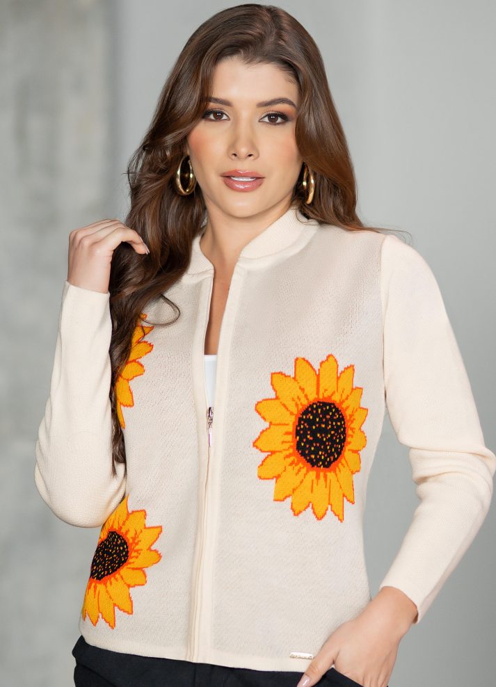 Chaqueta tejida con girasoles