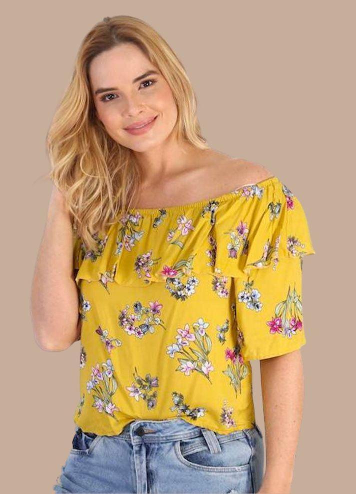 Blusa Off Colors Ropa Elegantes Blusas Color Mostaza Blusa Hombros