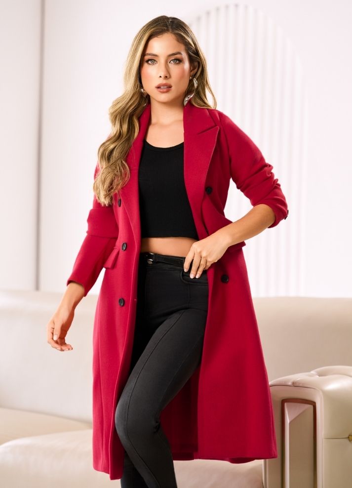 Long lapel collar trench coat