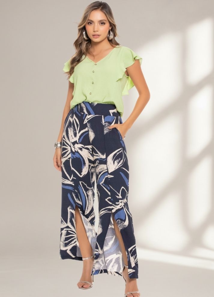 Blusa manga corta volantes