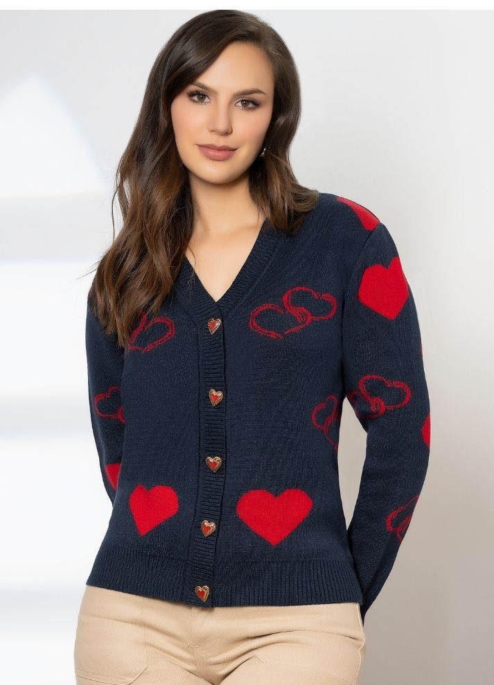 Suéter Cardigan corazones