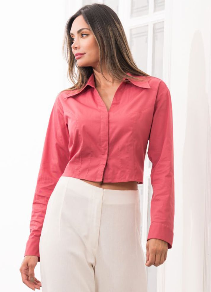 Long sleeve shirt crop top