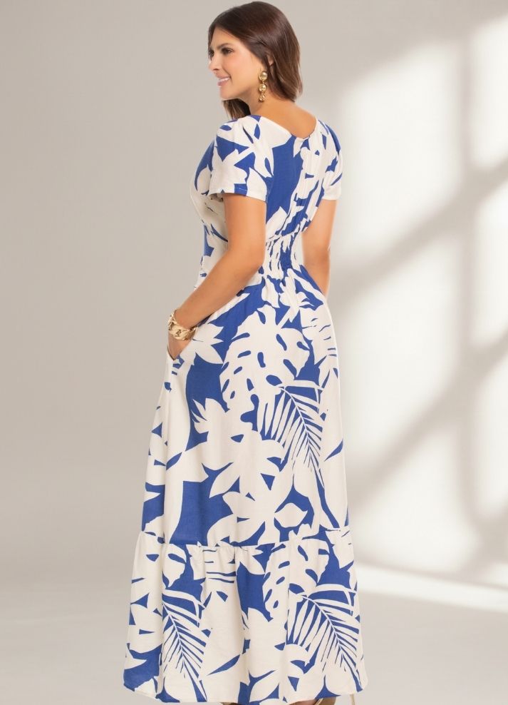 Vestido largo manga corta