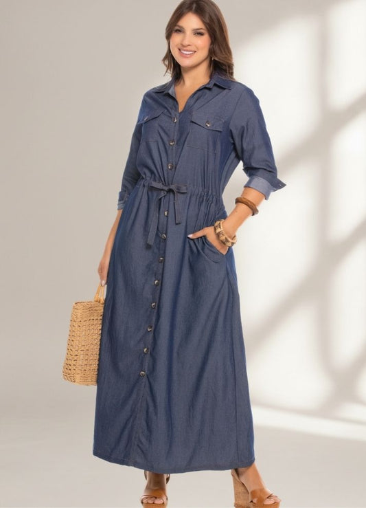 Vestido largo manga larga