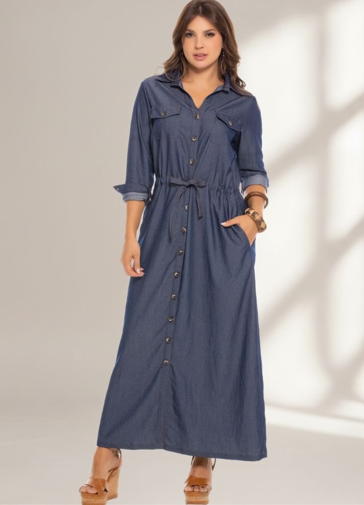 Vestido largo manga larga