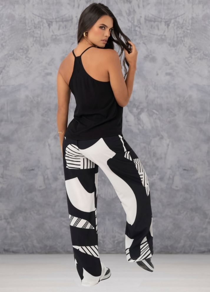 Printed wide leg trousers