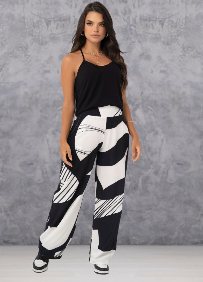 Printed wide leg trousers