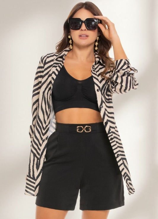 Blusón camisero animal print