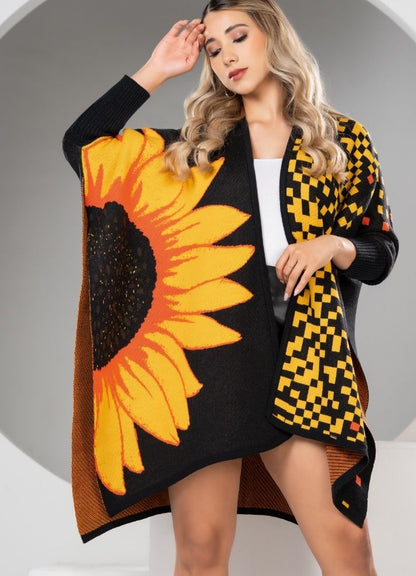 Ruana con mangas y girasol