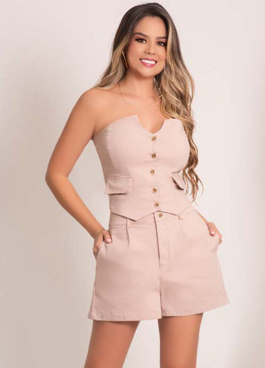 Strapless top and shorts set