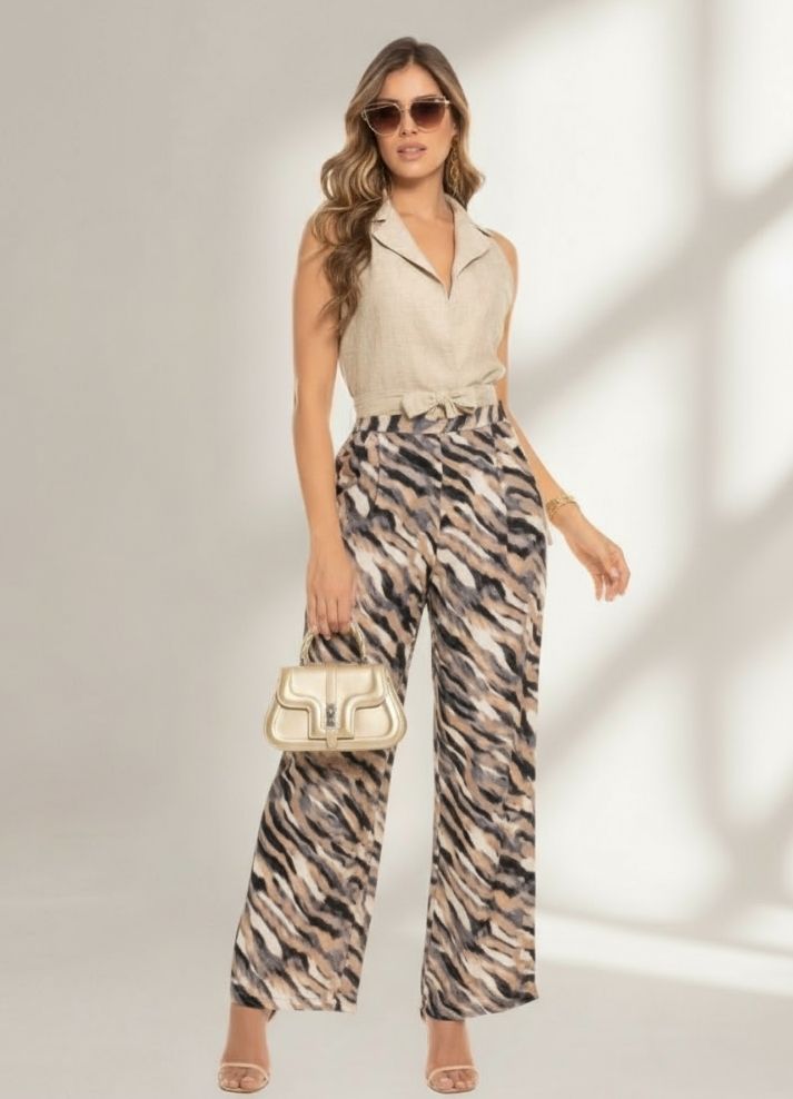 Pantalón palazzo animal print