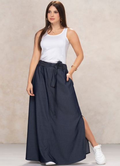 Long chambray skirt