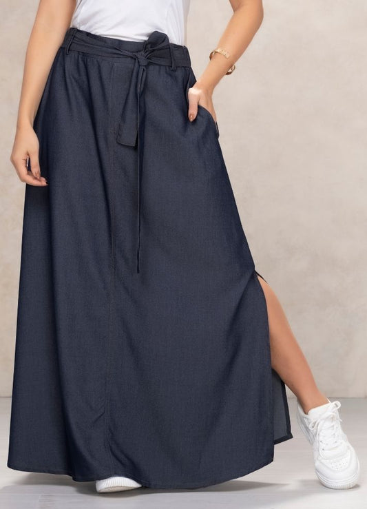 Long chambray skirt