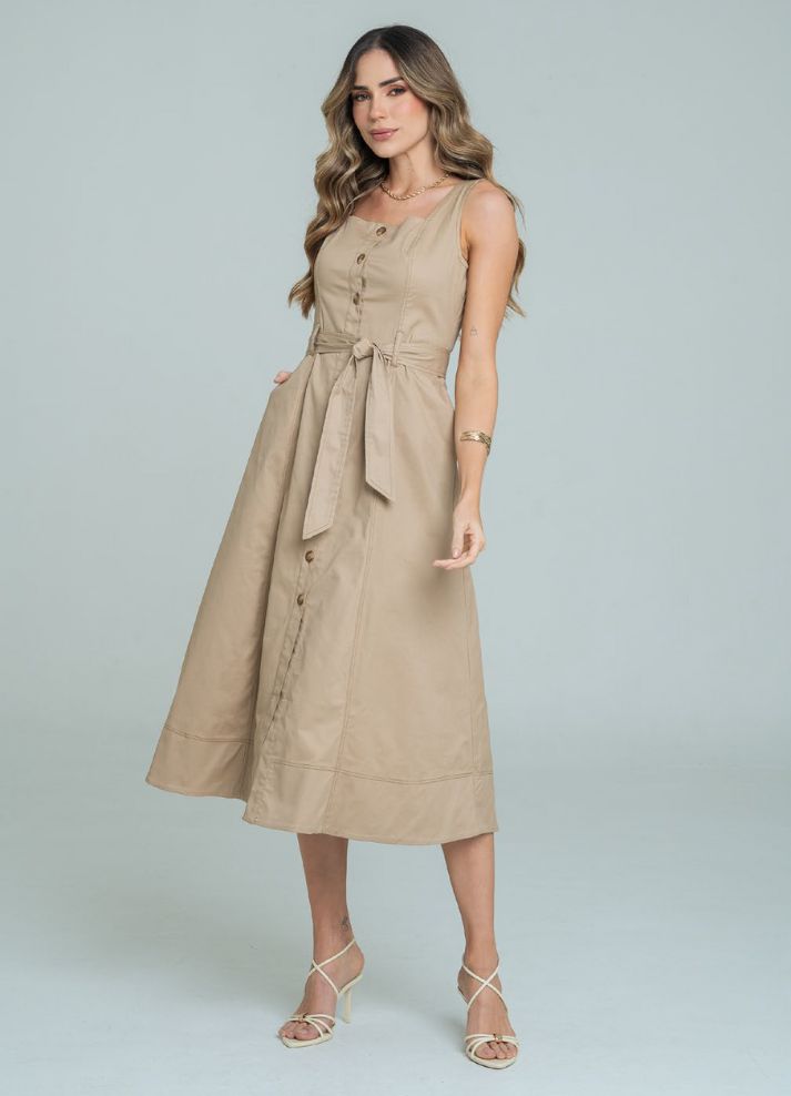 Vestido midi manga sisa