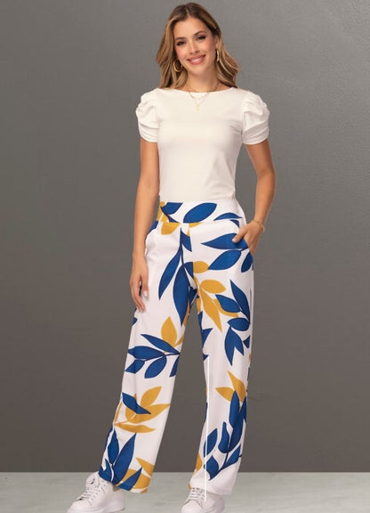 Printed wide leg trousers