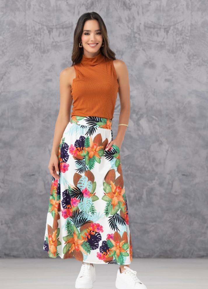 Long floral skirt