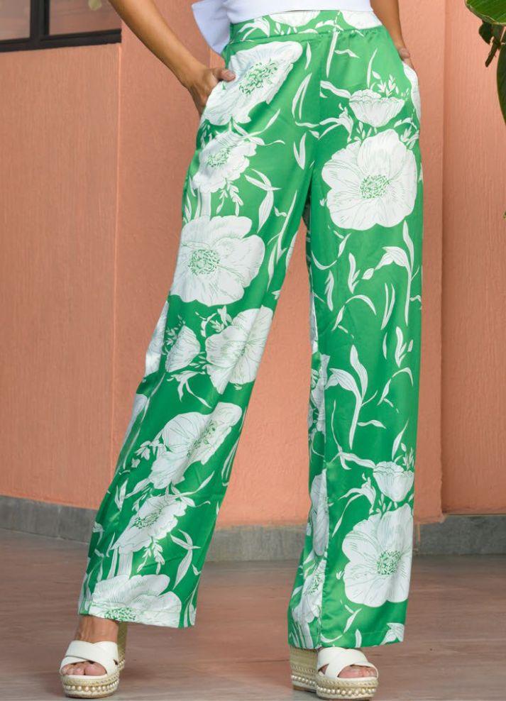 Printed wide leg trousers