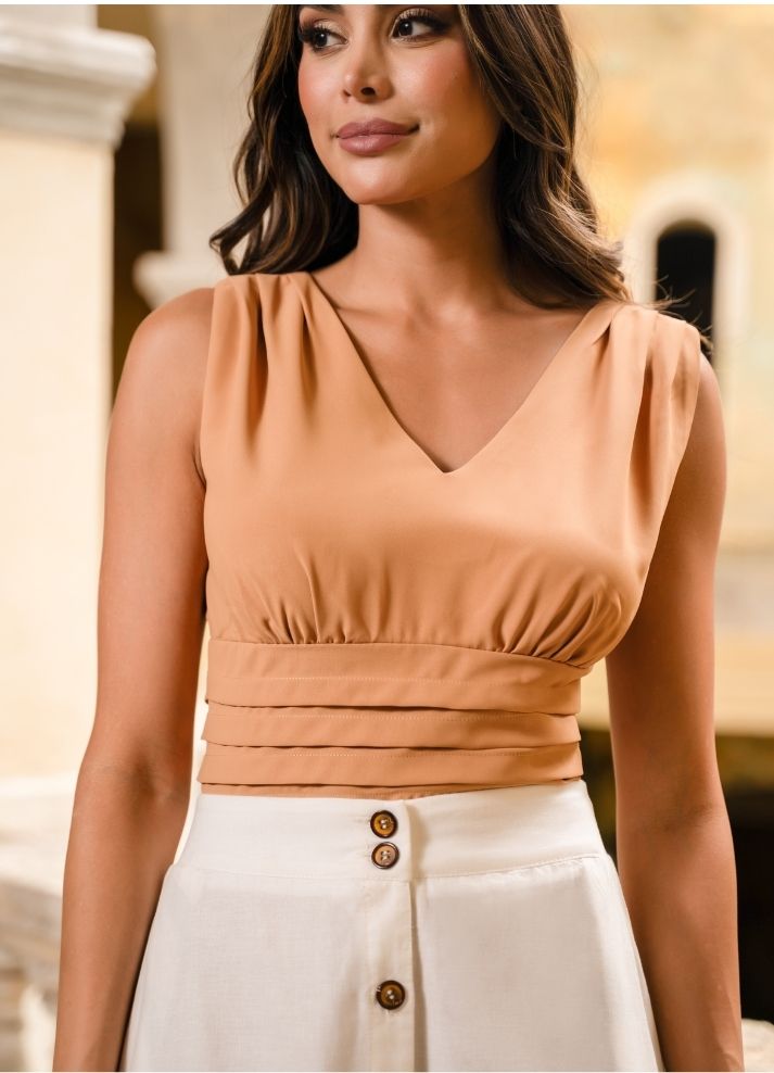 Crop top manga sisa - Ropa Colombiana by Victoria Herrera