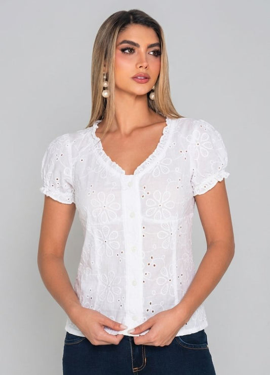 Blusa manga corta ojalillo